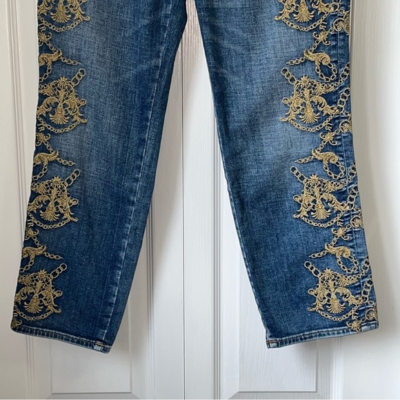 TRUE RELIGION size 30 high waist slim straight leg ornate jeans denim streetwear - Picture 4 of 16